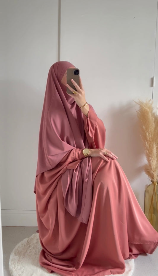 Abaya Maryam pêche rosé (nidha)