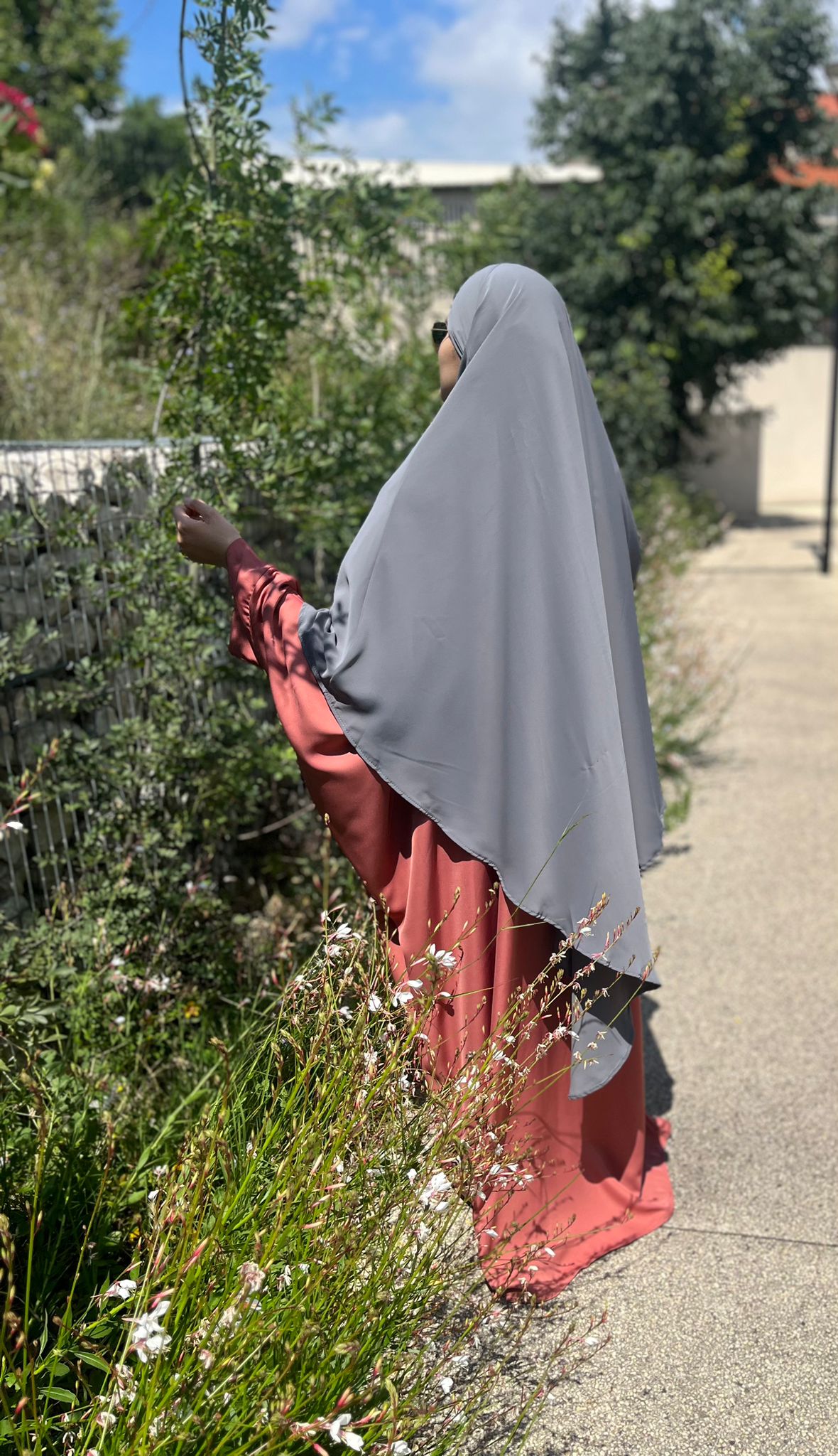 Khimar Layna gris (soie de medine)