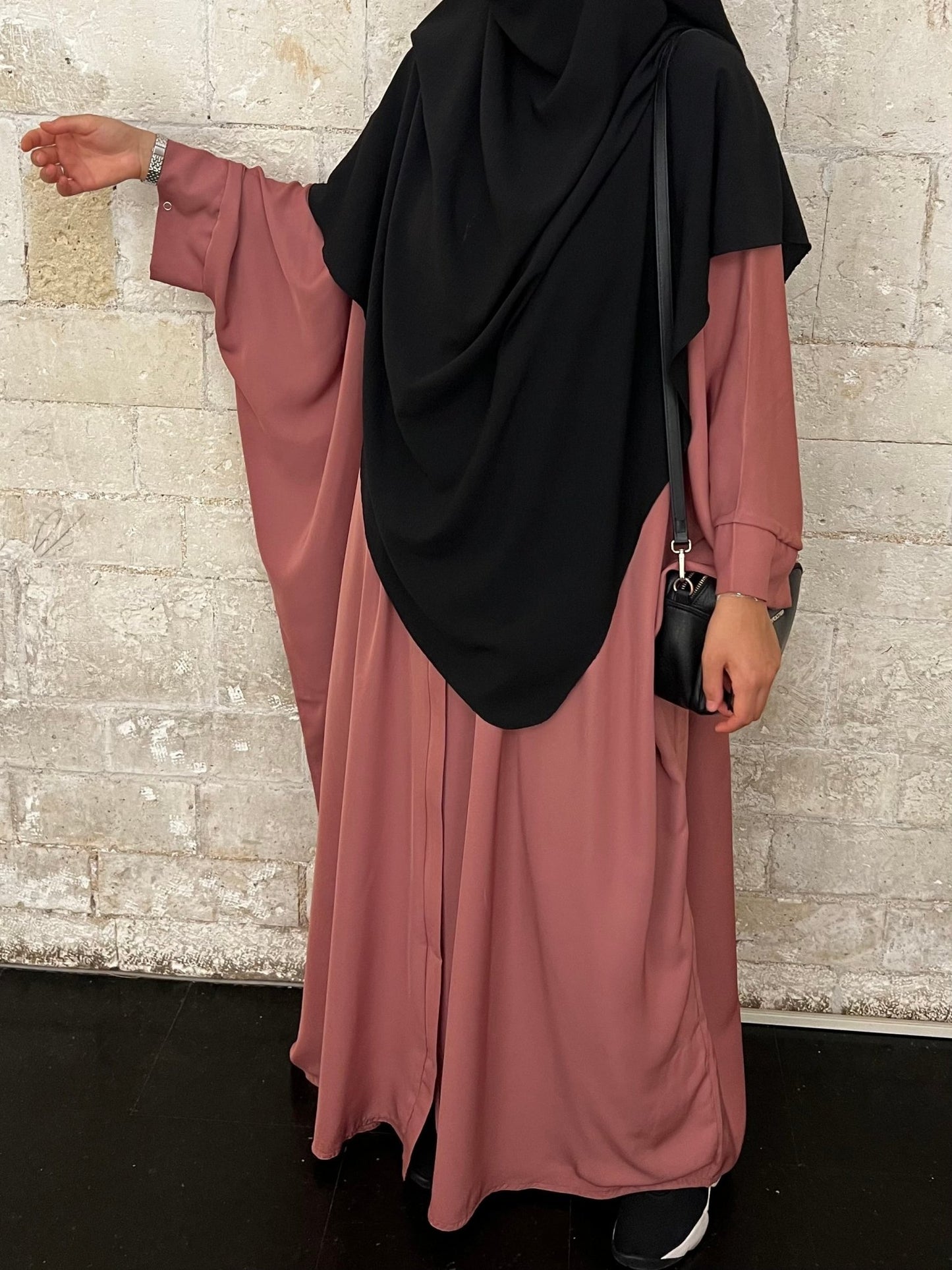 Abaya Maryam pêche rosé (nidha)