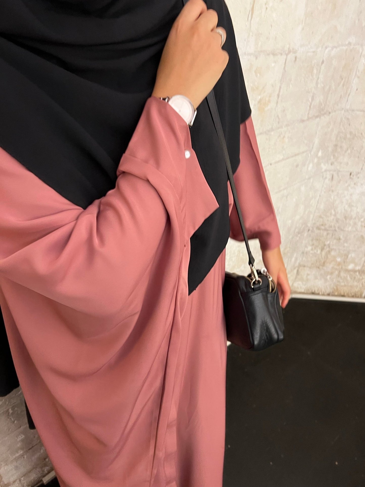 Abaya Maryam pêche rosé (nidha)