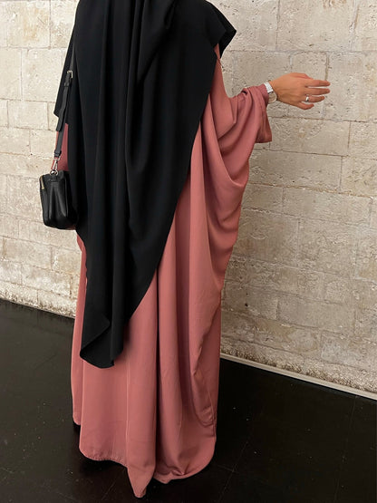 Abaya Maryam pêche rosé (nidha)